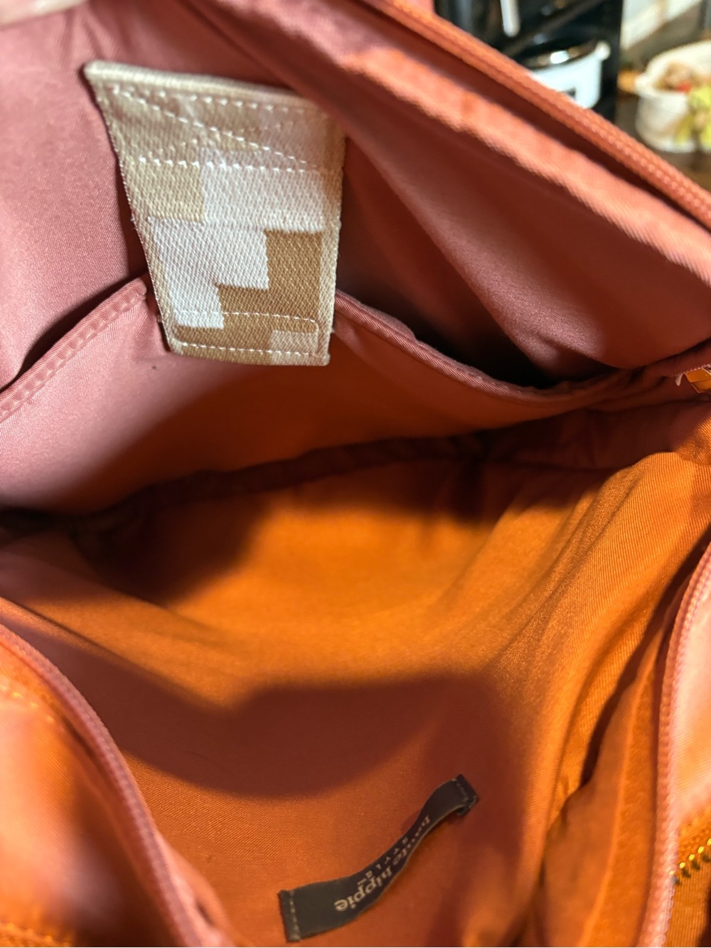 Haute Hippie Rust Nylon Crossbody Backpack with Tan Strap - Picture 6 of 16